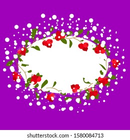 card invitation with cranberry and snowflakes