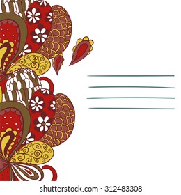 Card or invitation with cute color floral pattern.