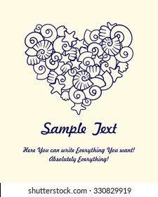 Card or Invitation design with shells and sea stars. Vector pattern.