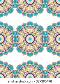 Card or invitation with mandala pattern. Vintage decorative elements. Hand drawn background. Islam, Arabic, Indian, Pakistan motifs. Vector.