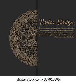 Card or invitation with mandala pattern.Vector vintage highly detailed round mandala elements. Luxury lace festive ornament card. Islam, Arabic, Indian, Turkish, Ottoman, motifs.