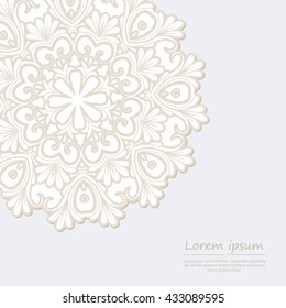 Card or invitation with mandala pattern.Vector vintage hand-drawn elements. It can be used for card, invitation, poster, banner, fabric design, wedding card.