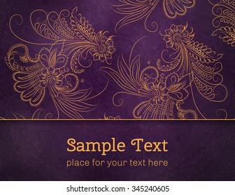 Card, invitation or menu with floral pattern. Vector vintage hand-drawn highly detailed round mandala elements. Luxury lace festive ornament card. Islam, Arabic, Indian, Turkish, Ottoman motifs