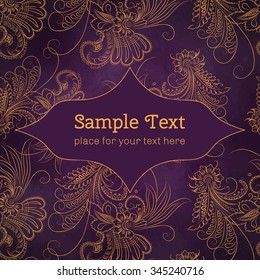 Card, invitation or menu with floral pattern. Vector vintage hand-drawn highly detailed round mandala elements. Luxury lace festive ornament card. Islam, Arabic, Indian, Turkish, Ottoman motifs