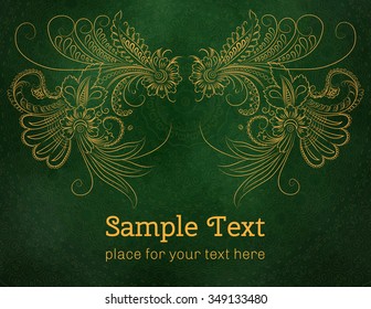 Card, invitation or menu with floral pattern. Vector vintage hand-drawn highly detailed flowers elements. Luxury lace festive ornament card. Islam, Arabic, Indian, Turkish, Ottoman motifs