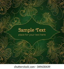 Card, invitation or menu with floral pattern. Vector vintage hand-drawn highly detailed round mandala elements. Luxury lace festive ornament card. Islam, Arabic, Indian, Turkish, Ottoman motifs