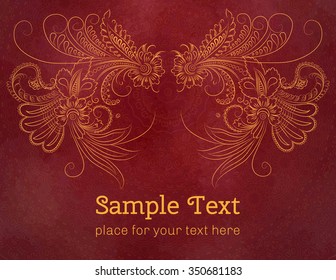 Card, invitation or menu with floral pattern. Vector vintage hand-drawn highly detailed flowers elements. Luxury lace festive ornament card. Islam, Arabic, Indian, Turkish, Ottoman motifs