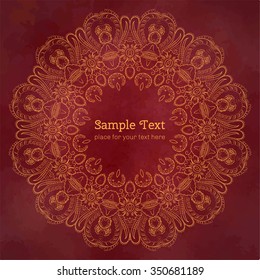 Card, invitation or menu with floral pattern. Vector vintage hand-drawn highly detailed flowers elements. Luxury lace festive ornament card. Islam, Arabic, Indian, Turkish, Ottoman motifs