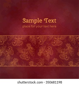 Card, invitation or menu with floral pattern. Vector vintage hand-drawn highly detailed flowers elements. Luxury lace festive ornament card. Islam, Arabic, Indian, Turkish, Ottoman motifs