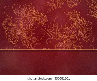 Card, invitation or menu with floral pattern. Vector vintage hand-drawn highly detailed flowers elements. Luxury lace festive ornament card. Islam, Arabic, Indian, Turkish, Ottoman motifs