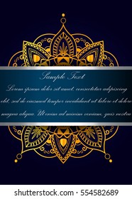 Card, invitation or menu with floral pattern. Vector vintage hand-drawn highly detailed flowers elements. Luxury lace festive ornament card. Islam, Arabic, Indian, Turkish, Ottoman motifs. 