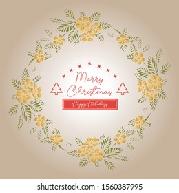 Card or invitation of merry christmas happy holiday, with abstract wreath frame background. Vector