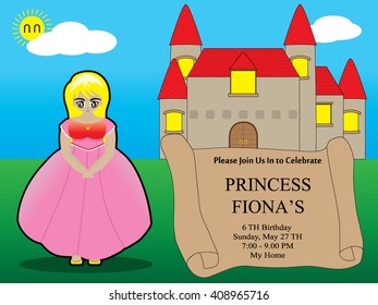 card invitation princess and castle