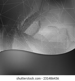 Card or invitation template with abstract geometric shape on monochrome steel blurry background and place for your text.