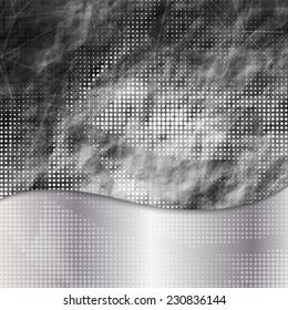 Card or invitation template with crumpled paper or stone texture and abstract geometric shape.
