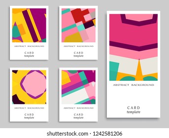 Card or Invitation. Vector abstract geometric background set. Art template design for cover, front page, mockup brochure theme style, banner idea, booklet print, flyer