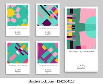 Card or Invitation. Vector abstract geometric background set. Art template design for cover, front page, mockup brochure theme style, banner idea, booklet print, flyer