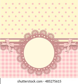 Card invitation vector template for baby shower, wedding or birthday party with sweet baby. Cute background with white space to put your own text.