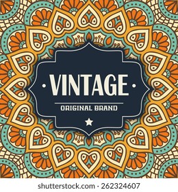 Card or invitation. Vintage decorative elements. Hand drawn background. Islam, Arabic, Indian, ottoman motifs. Perfect for printing on fabric or paper.