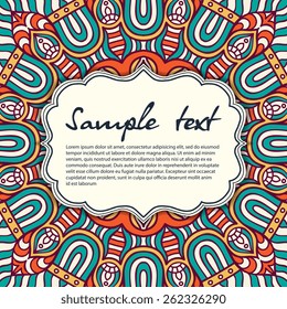 Card or invitation. Vintage decorative elements. Hand drawn background. Islam, Arabic, Indian, ottoman motifs. Perfect for printing on fabric or paper.