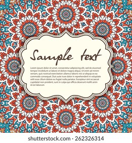 Card or invitation. Vintage decorative elements. Hand drawn background. Islam, Arabic, Indian, ottoman motifs. Perfect for printing on fabric or paper.