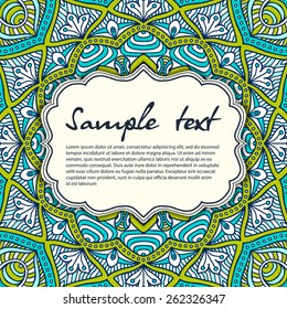 Card or invitation. Vintage decorative elements. Hand drawn background. Islam, Arabic, Indian, ottoman motifs. Perfect for printing on fabric or paper.