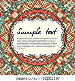  Tarjeta o invitación. Elementos decorativos de época. Antecedentes dibujados a mano. Motivos islámicos, árabes, indios y otomanos. Perfecto para imprimir en tela o papel.