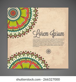 Card or invitation. Vintage decorative elements. Hand drawn background. Islam, Arabic, Indian, ottoman motifs.