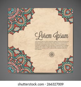 Card or invitation. Vintage decorative elements. Hand drawn background. Islam, Arabic, Indian, ottoman motifs.