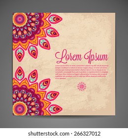 Card or invitation. Vintage decorative elements. Hand drawn background. Islam, Arabic, Indian, ottoman motifs.