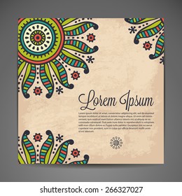 Card or invitation. Vintage decorative elements. Hand drawn background. Islam, Arabic, Indian, ottoman motifs.