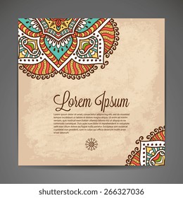  Tarjeta o invitación. Elementos decorativos de época. Antecedentes dibujados a mano. Motivos islámicos, árabes, indios y otomanos.
