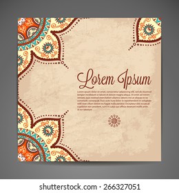 Card or invitation. Vintage decorative elements. Hand drawn background. Islam, Arabic, Indian, ottoman motifs.