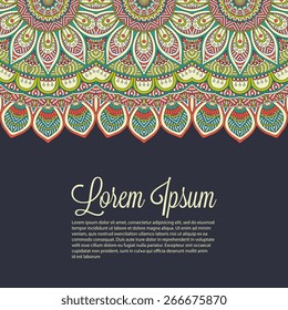Card or invitation. Vintage decorative elements. Hand drawn background. Islam, Arabic, Indian, ottoman motifs.