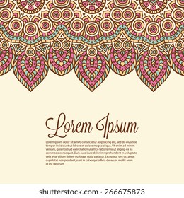 Card or invitation. Vintage decorative elements. Hand drawn background. Islam, Arabic, Indian, ottoman motifs.