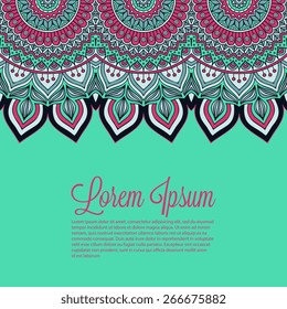 Card or invitation. Vintage decorative elements. Hand drawn background. Islam, Arabic, Indian, ottoman motifs.