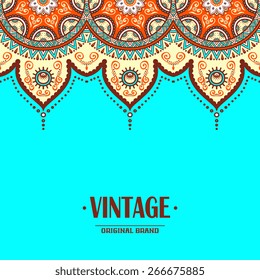 Card or invitation. Vintage decorative elements. Hand drawn background. Islam, Arabic, Indian, ottoman motifs.