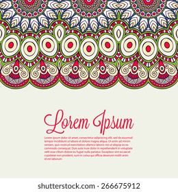Card or invitation. Vintage decorative elements. Hand drawn background. Islam, Arabic, Indian, ottoman motifs.