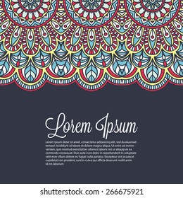 Card or invitation. Vintage decorative elements. Hand drawn background. Islam, Arabic, Indian, ottoman motifs.