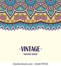 Card or invitation. Vintage decorative elements. Hand drawn background. Islam, Arabic, Indian, ottoman motifs.