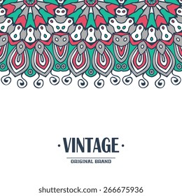Card or invitation. Vintage decorative elements. Hand drawn background. Islam, Arabic, Indian, ottoman motifs.
