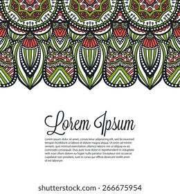 Card or invitation. Vintage decorative elements. Hand drawn background. Islam, Arabic, Indian, ottoman motifs.
