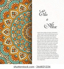 Card or invitation. Vintage decorative elements. Hand drawn background. Islam, Arabic, Indian, ottoman motifs.