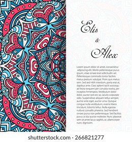 Card or invitation. Vintage decorative elements. Hand drawn background. Islam, Arabic, Indian, ottoman motifs.
