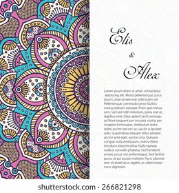Card or invitation. Vintage decorative elements. Hand drawn background. Islam, Arabic, Indian, ottoman motifs.