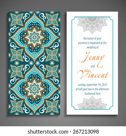 Card or invitation. Vintage decorative elements. Hand drawn background. Islam, Arabic, Indian, ottoman motifs.