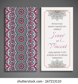 Card or invitation. Vintage decorative elements. Hand drawn background. Islam, Arabic, Indian, ottoman motifs.