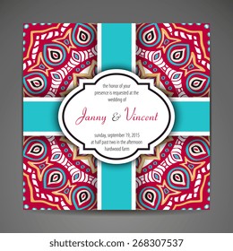 Card or invitation. Vintage decorative elements. Hand drawn background. Islam, Arabic, Indian, ottoman motifs.