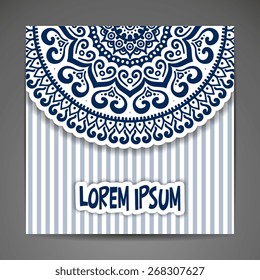 Card or invitation. Vintage decorative elements. Hand drawn background. Islam, Arabic, Indian, ottoman motifs.