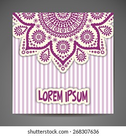 Card or invitation. Vintage decorative elements. Hand drawn background. Islam, Arabic, Indian, ottoman motifs.